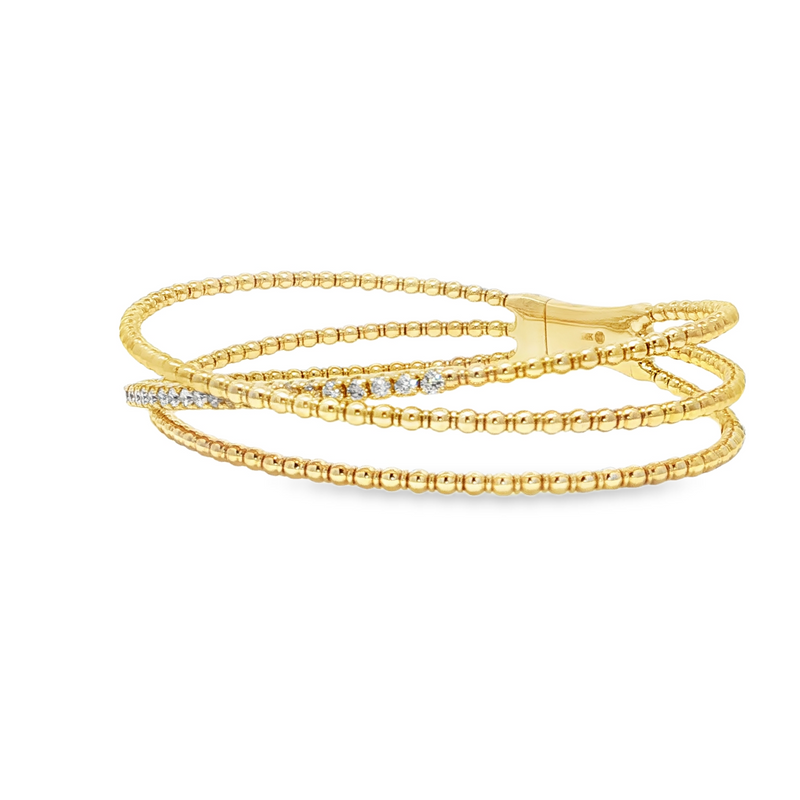 14k Yellow Gold Flexible Diamond Bangle