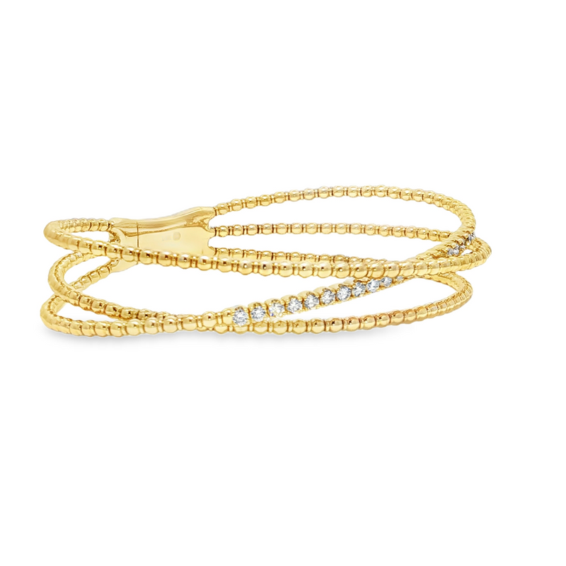 14k Yellow Gold Flexible Diamond Bangle