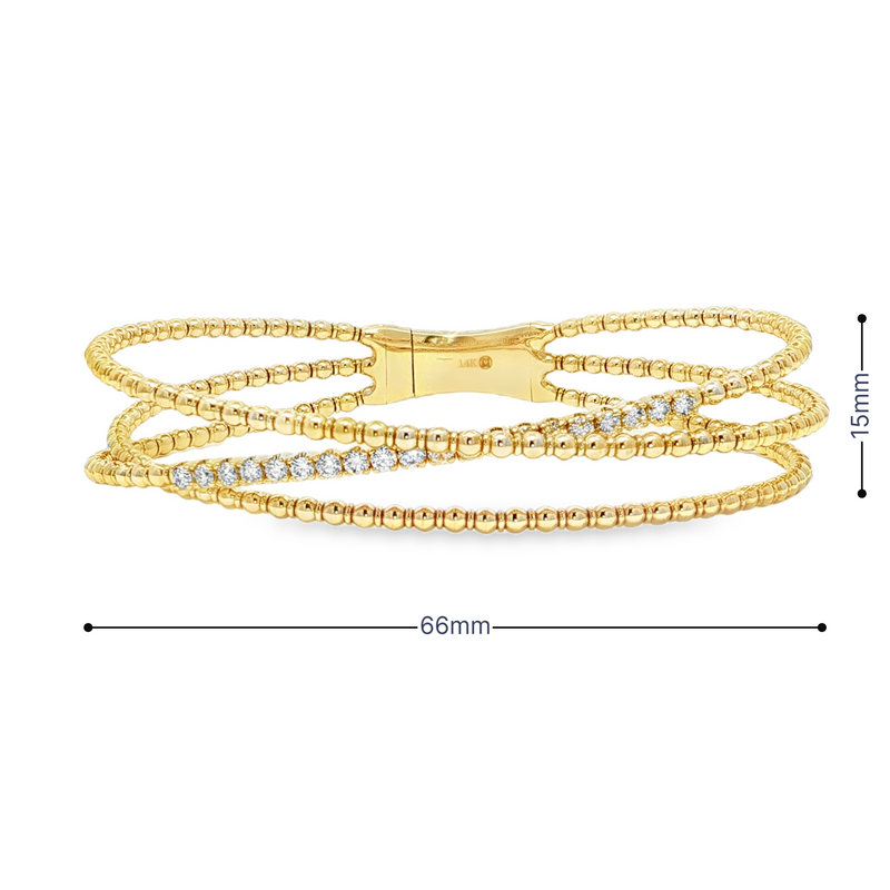 14k Yellow Gold Flexible Diamond Bangle