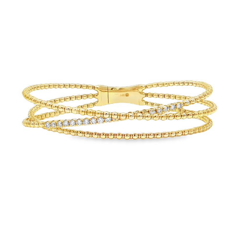 14k Yellow Gold Flexible Diamond Bangle