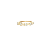 14k Yellow Gold 5 Stone Flush Set Round Diamond Band