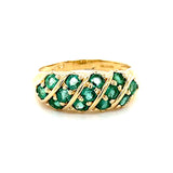 ESTATE 14KY Gold 3-Row Emerald Ring