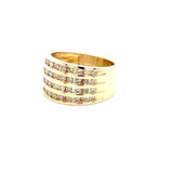 ESTATE 14K YELLOW GOLD 4 ROW 1CTW DIAMOND RING