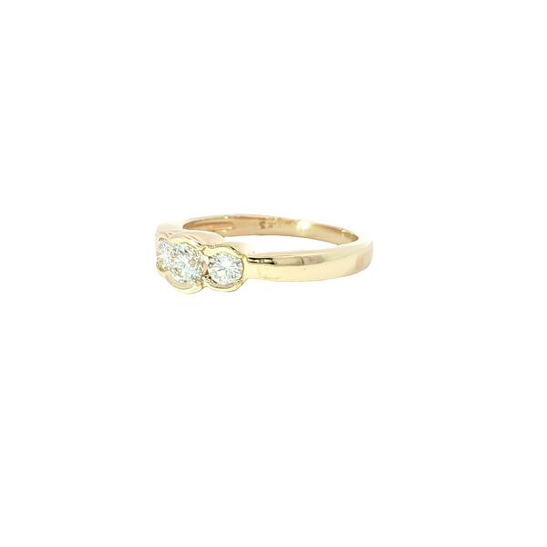 Estate 14k Yellow Gold Three-Stone Diamond Ring