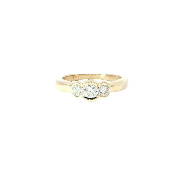 Estate 14k Yellow Gold Three-Stone Diamond Ring