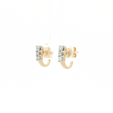Estate 14k Yellow Gold Three-Stone Diamond J-Hoop Earrings