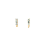 Estate 14k Yellow Gold Three-Stone Diamond J-Hoop Earrings