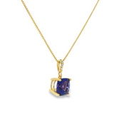 14k Yellow Gold Cushion Cut Tanzanite and Diamond Pendant
