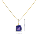 14k Yellow Gold Cushion Cut Tanzanite and Diamond Pendant