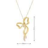 Estate 14k Yellow Gold Bow Necklace with Diamond Accents