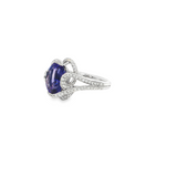 14k White Gold Oval Tanzanite and Diamond Split Shank Ring