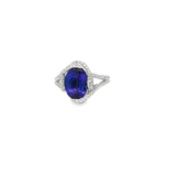14k White Gold Oval Tanzanite and Diamond Split Shank Ring