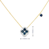14k White and Yellow Gold Blue Sapphire Clover Necklace