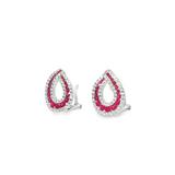 18K White Gold Ruby and Diamond Teardrop Earrings