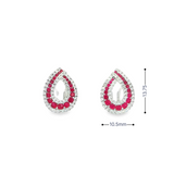 18K White Gold Ruby and Diamond Teardrop Earrings
