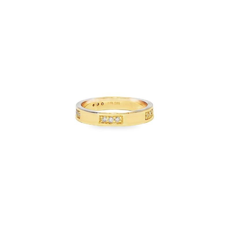 14ky Gold Diamond Accented Station Band Ring