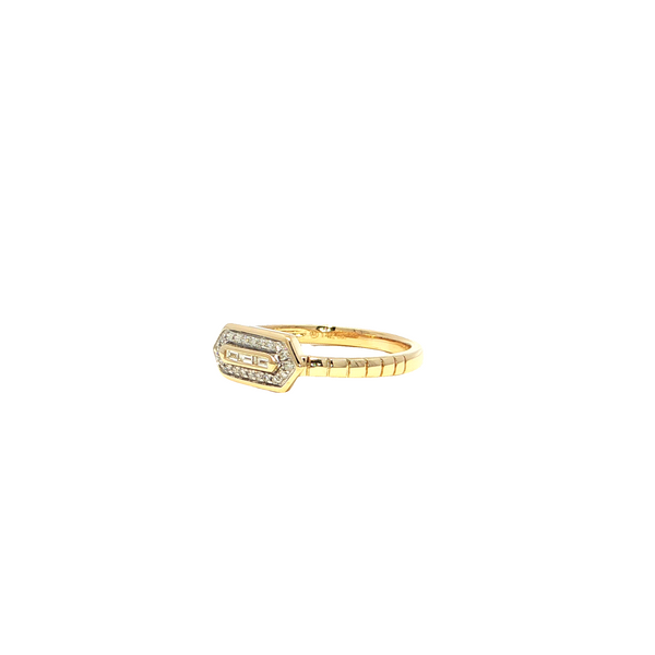 14k Yellow Gold Baguette and Diamond Halo Ring