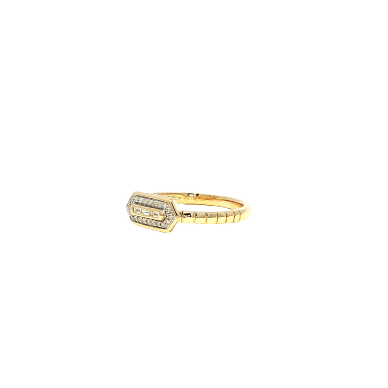 14k Yellow Gold Baguette and Diamond Halo Ring