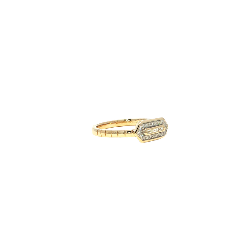 14k Yellow Gold Baguette and Diamond Halo Ring