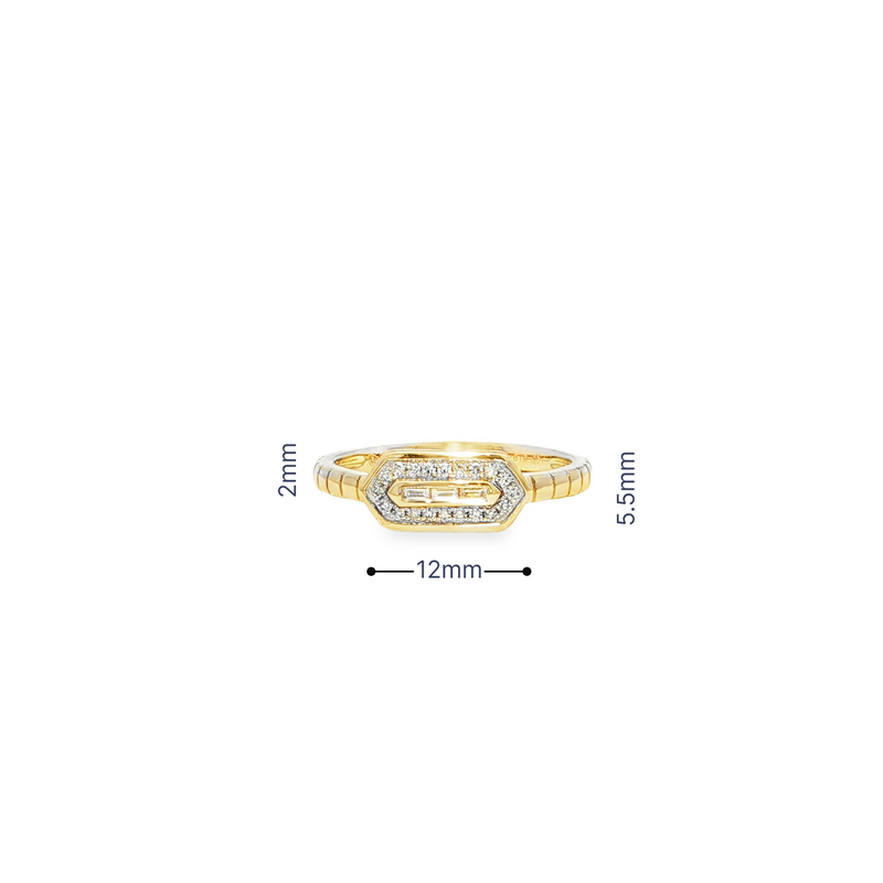 14k Yellow Gold Baguette and Diamond Halo Ring