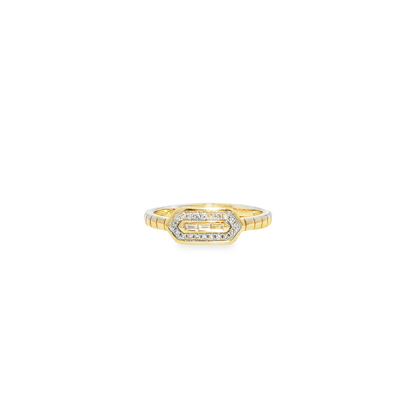 14k Yellow Gold Baguette and Diamond Halo Ring
