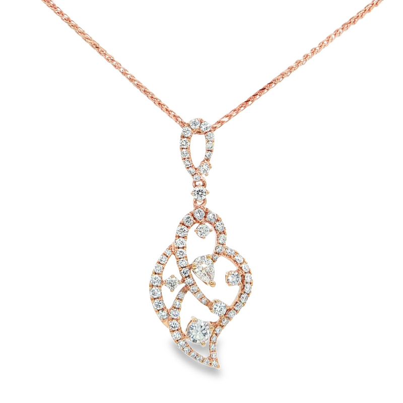 18k Rose Gold Diamond Pendant Necklace