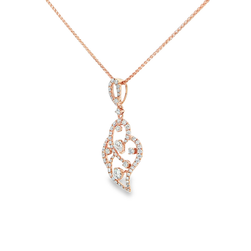 18k Rose Gold Diamond Pendant Necklace
