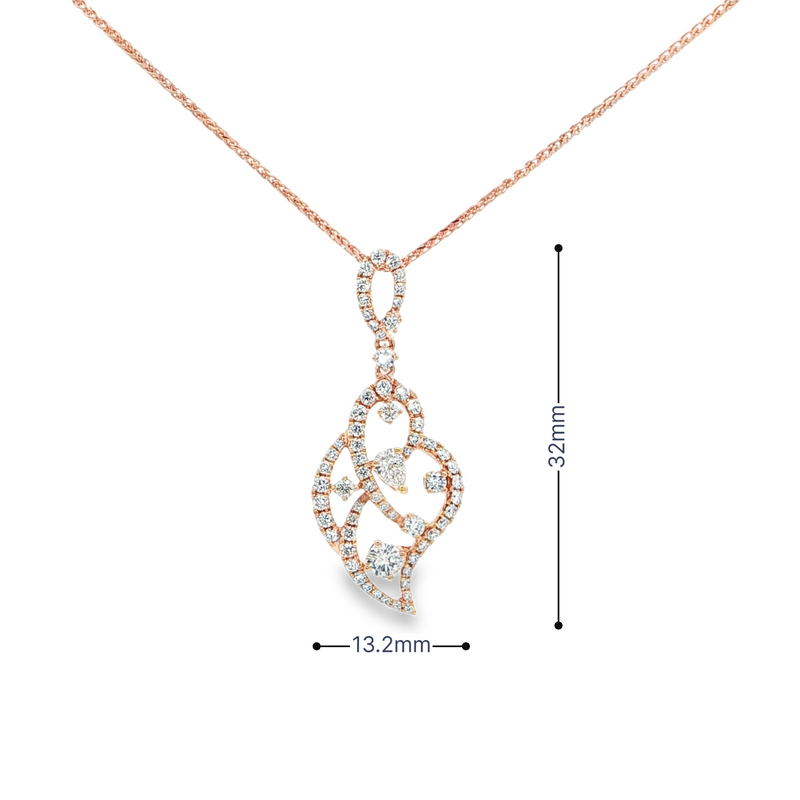 18k Rose Gold Diamond Pendant Necklace