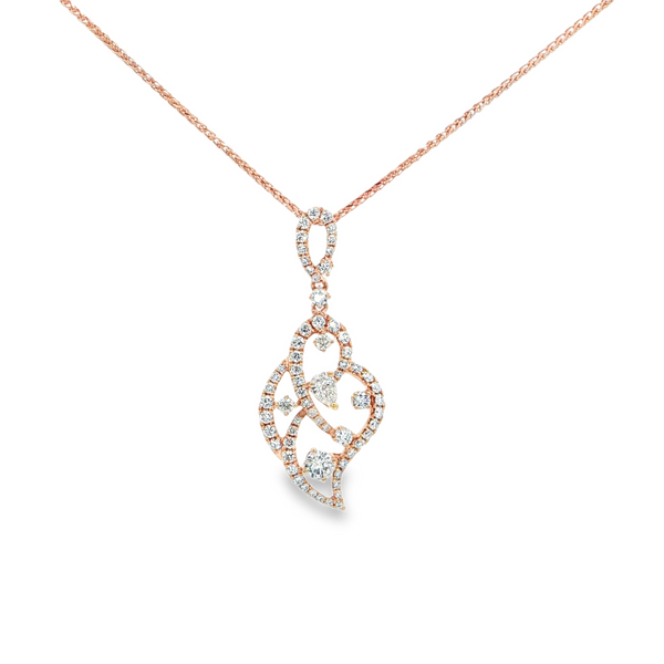 18k Rose Gold Diamond Pendant Necklace