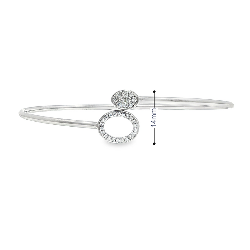 14k White Gold Flexible Diamond Bangle Bracelet
