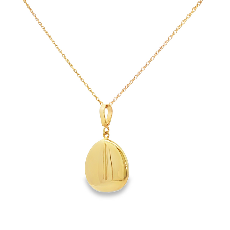 14k Yellow Gold Flat Polished Teardrop Necklace – 18" Chain