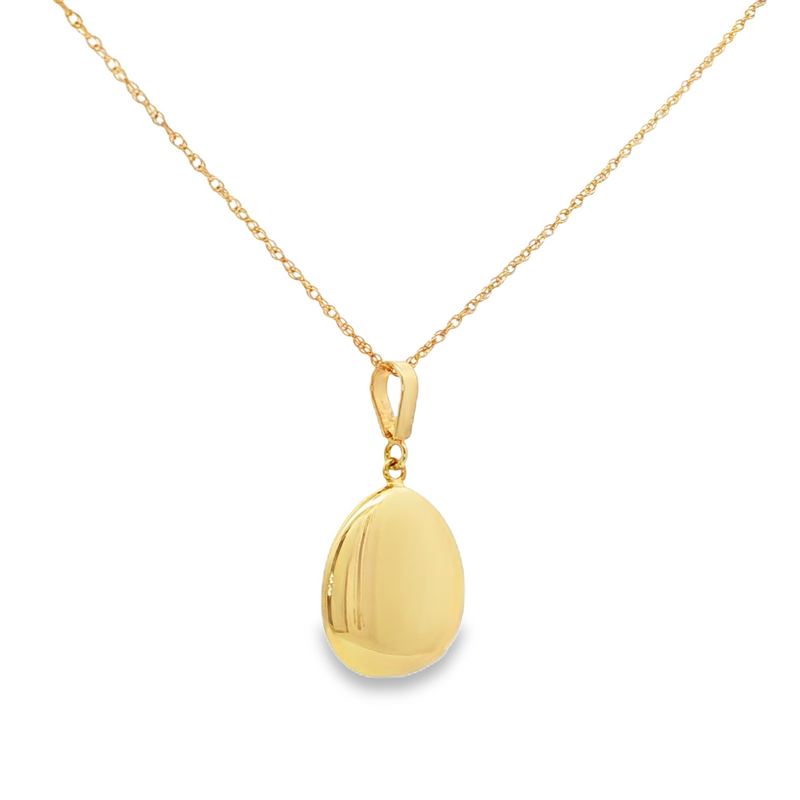 14k Yellow Gold Flat Polished Teardrop Necklace – 18" Chain