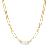 14k Yellow Gold Mini Diamante Paperclip Necklace – 18" Chain