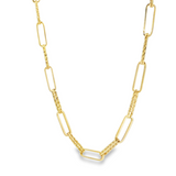 14k Yellow Gold Mini Diamante Paperclip Necklace – 18" Chain