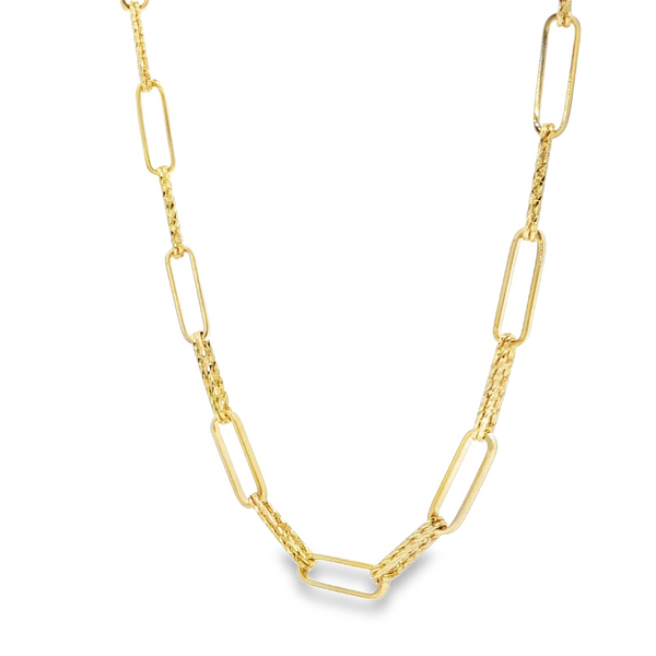 14k Yellow Gold Mini Diamante Paperclip Necklace – 18" Chain