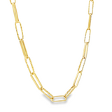 14k Yellow Gold Mini Diamante Paperclip Necklace – 18" Chain