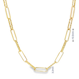 14k Yellow Gold Mini Diamante Paperclip Necklace – 18" Chain