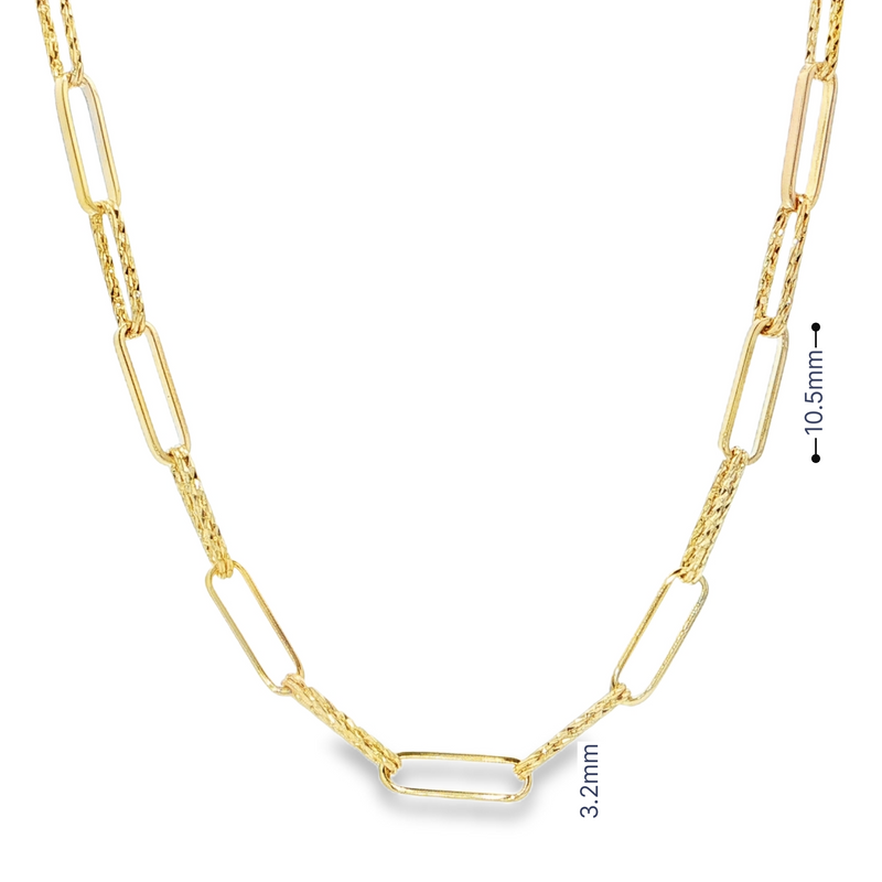 14k Yellow Gold Mini Diamante Paperclip Necklace – 18" Chain