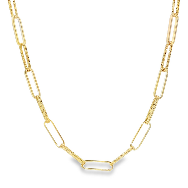 14k Yellow Gold Mini Diamante Paperclip Necklace – 18" Chain