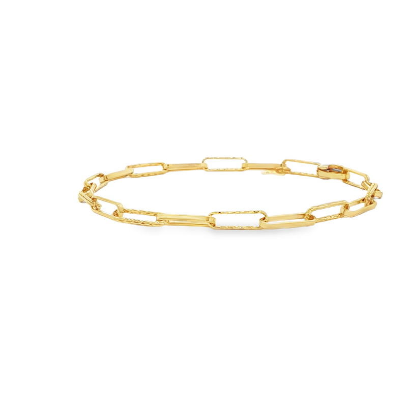 14k Yellow Gold Mini Diamante Paperclip Bracelet – 7.25" Length