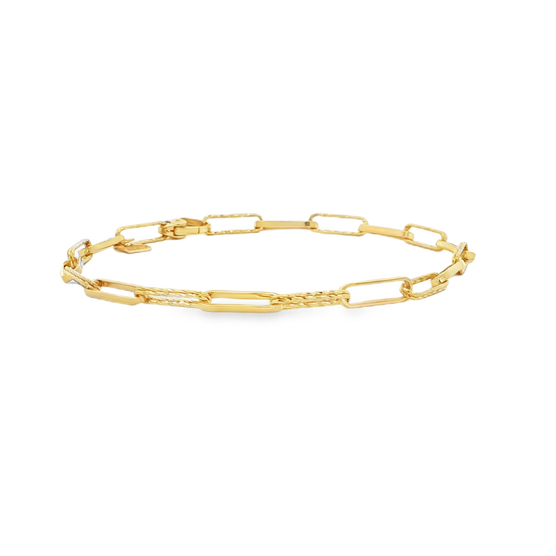 14k Yellow Gold Mini Diamante Paperclip Bracelet – 7.25" Length