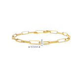 14k Yellow Gold Mini Diamante Paperclip Bracelet – 7.25" Length