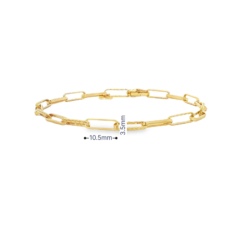 14k Yellow Gold Mini Diamante Paperclip Bracelet – 7.25" Length
