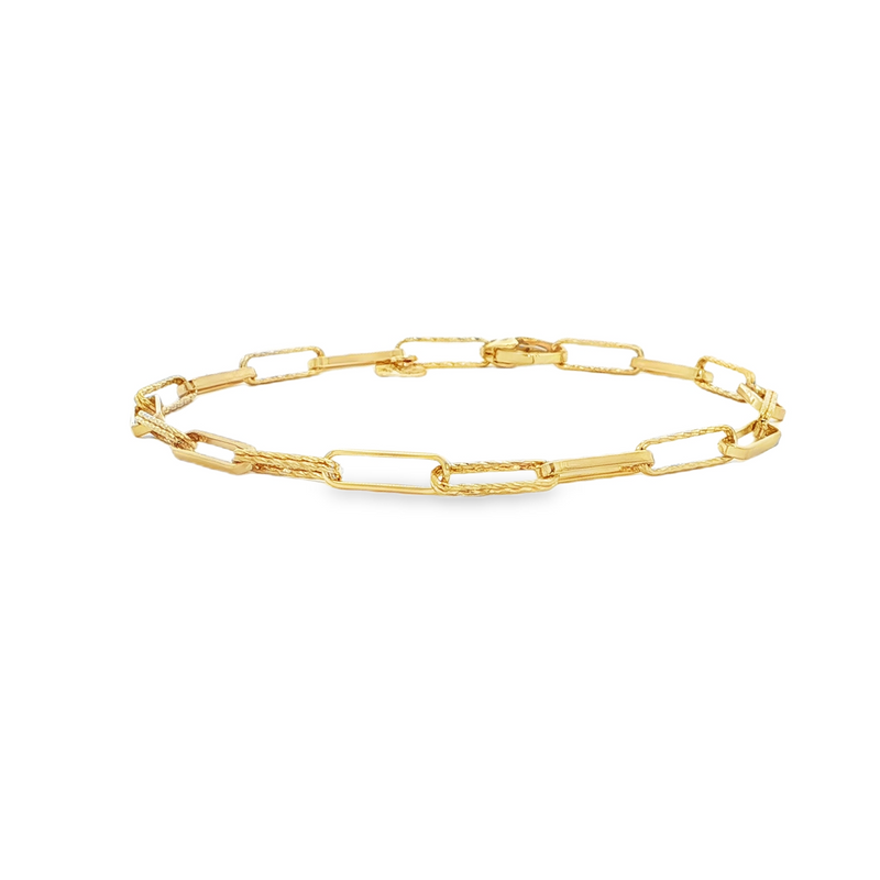 14k Yellow Gold Mini Diamante Paperclip Bracelet – 7.25" Length