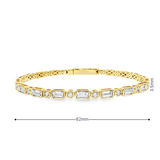 14k Yellow Gold Baguette and Round Diamond Flexible Bangle