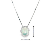 14k White Gold Oval Moonstone Pendant Necklace