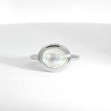 14k White Gold Oval Bezel Set Moonstone Ring