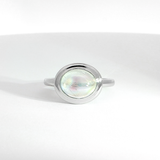14k White Gold Oval Bezel Set Moonstone Ring