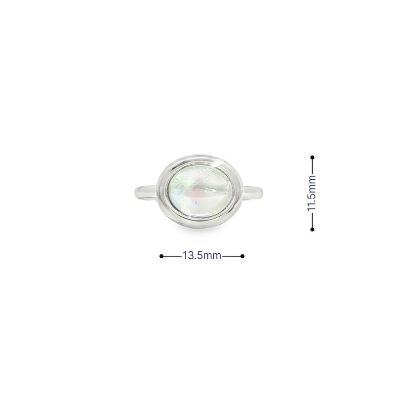 14k White Gold Oval Bezel Set Moonstone Ring