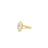 14k Yellow Gold Oval Moonstone Ring